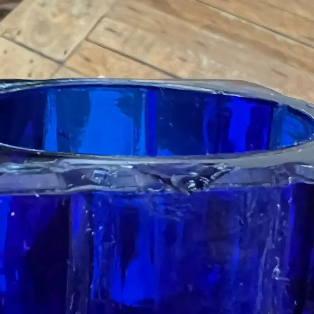 Square Cube Decorative Candle Holder Cobalt Blue MCM